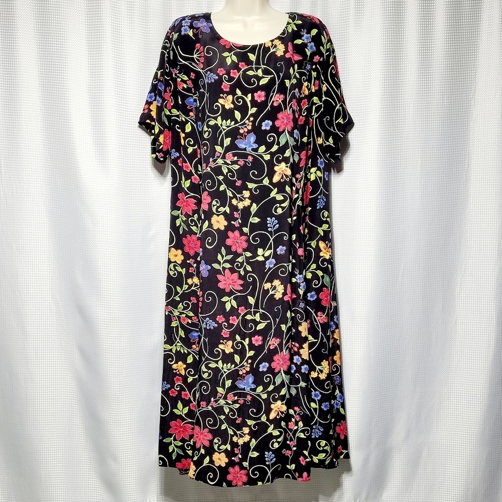 Vintage Olivia Floral & Butterfly Chiffon Fairycore Maxi Dress Women's (18W)